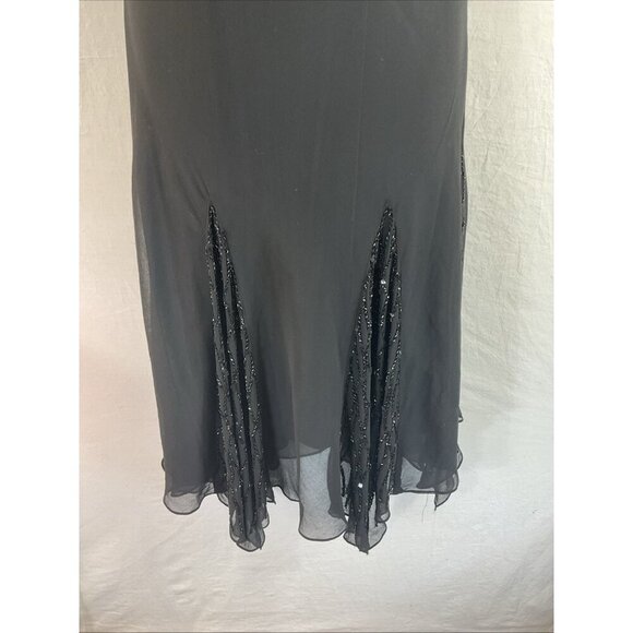 JKARA Beaded sequined Black Short flutter Sleeve midi Party Dress size 14 formal - Picture 4 of 13